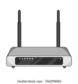 Router, Single Icon In Monochrome Style.Router Vector Symbol Stock Illustration Web.