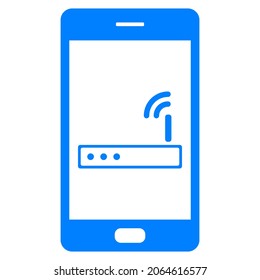 Router and smartphone on white