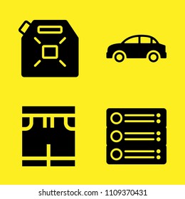router, swimsuit, gasoline and car vector icon set. Sample icons set for web and graphic design