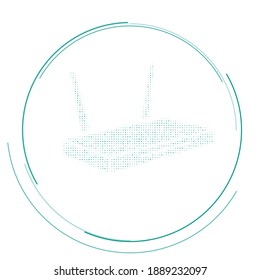 Das Router-Symbol ist mit Teal-Punkten gefüllt. Pointillismus-Stil. Vektorgrafik auf weißem Hintergrund