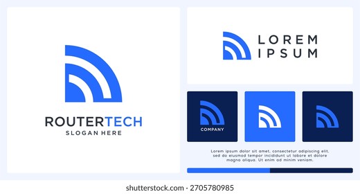 Router technology logo design template