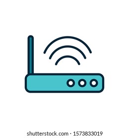 router technology signal internet of things line and fill icon vector illustration