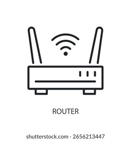 Router thin line vector icons.
