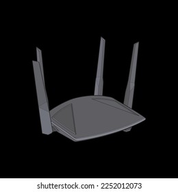 Router vector art. Vector Art isolated on black background for coloring book. 
