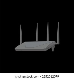 Arte vectorial del router. Arte vectorial aislado en fondo negro para libro de coloreado. 
