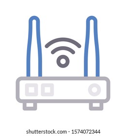 router vector color line icon 
