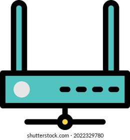 router vector colour line icon