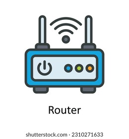 Ilustración de diseño de iconos de contorno de vectores de router. Símbolo de interfaz de usuario en fondo blanco archivo EPS 10