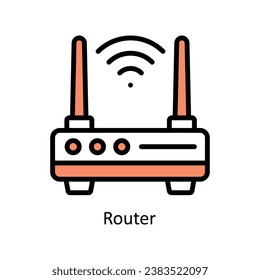 Ilustración de diseño de contorno llenado del vector del router. Símbolo del archivo EPS 10 de fondo blanco