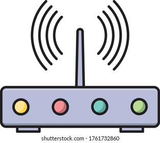 router vector flat color icon 