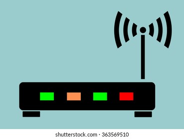 router vector icon. Internet connection tool. PC equipment for strong internet signal. Computer kit. Wireless symbol. Blue tooth adapter.