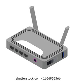 Router vector icon. Isometric vector icon isolated on white background router.
