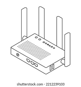 Router vector icon. Outline vector icon isolated on white background router.