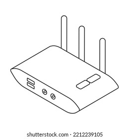 Router vector icon. Outline vector icon isolated on white background router.
