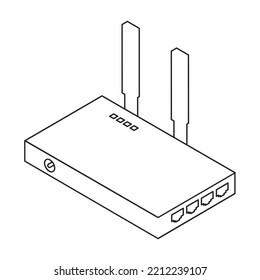 Router vector icon. Outline vector icon isolated on white background router.