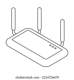 Icono vector del router. Icono de vector de contorno aislado en el router de fondo blanco.