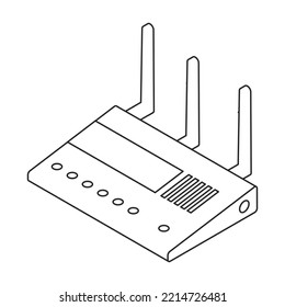 Router vector icon. Outline vector icon isolated on white background router.