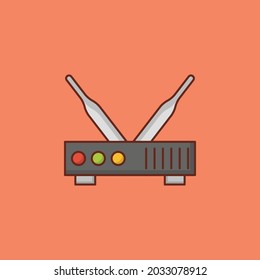 ilustración del vector del router en un fondo transparente. Símbolos de calidad premium. Icono de color plano de línea vectorial para el concepto y el diseño gráfico.