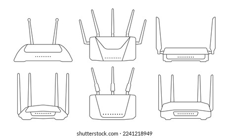 Vektorgrafik-Rahmensymbol des Routers. Vektorgrafik-Internet-Modem auf weißem Hintergrund . Set-Symbol-Router.