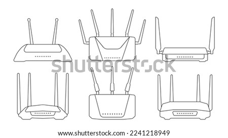 Router vector outline set icon. Vector illustration internet modem on white background . Outline set icon router.
