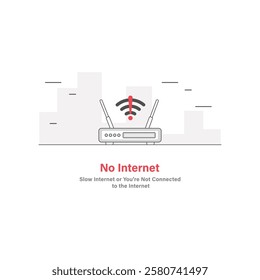 Router Version No Internet Concept Vector Illustration for Landing Page