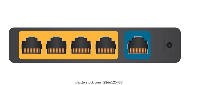 Router wan and lan port. vector