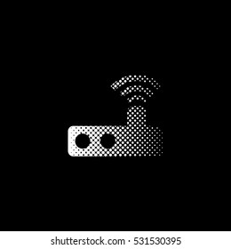 Router - white vector icon;  halftone illustration
