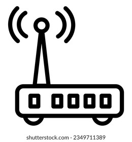 Router with wifi antenna line icon. Wi fi vector illustration isolated on white. Wireless network outline style designed for and app.