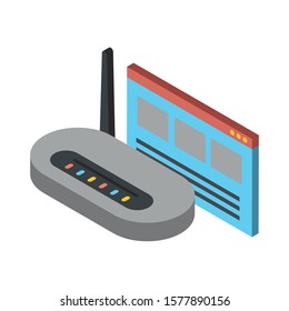 router wifi device with webpage template vector illustration design