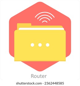 Router and wifi icon concept