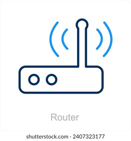 Concepto de icono de enrutador y wifi
