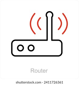 Router and wifi icon concept