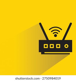 router wifi icon with shadow on yellow background