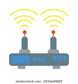 router wifi icon vector or logo illustration flat color style 