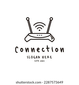 Router Wifi Icon Vintage Simple Line Art