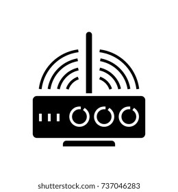 router wireless icon, vector illustration, black sign on isolated background
