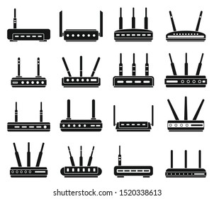 Router wireless icons set. Simple set of router wireless vector icons for web design on white background