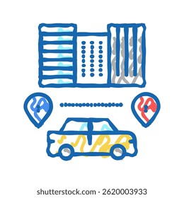 routes driving school doodle icon sketch vector. routes driving school sign. isolated symbol illustration