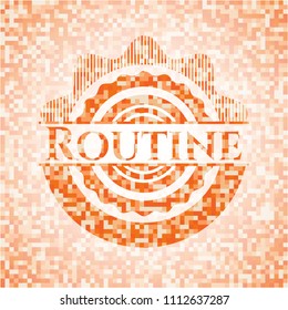  Routine abstract orange mosaic emblem