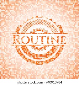 Routine abstract orange mosaic emblem