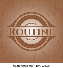 Routine badge with wood background
