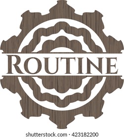 Routine badge with wooden background