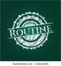 Routine chalkboard emblem on black board