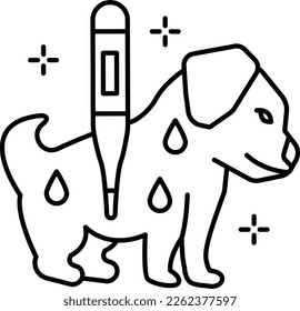 Revisión rutinaria en el diseño de ícono de contorno de vector del hospital, símbolo de mascota y veterinaria, signo de refugio animal, ilustración de critter stock, Puppy recibiendo el concepto de asistencia médica
