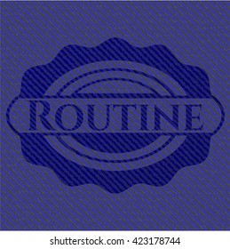 Routine emblem with denim high quality background