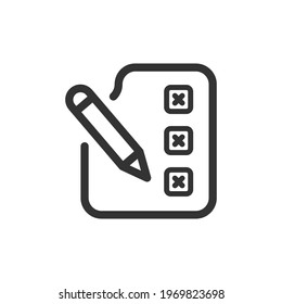 Routine failed to carry out icon. routine check icon. Routine checklist icon. isolated in white. line. outline