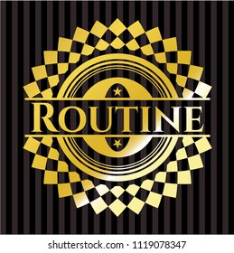 Routine gold shiny badge