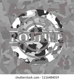Routine grey camouflage emblem