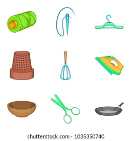 Routine homework icons set. Cartoon set of 9 routine homework vector icons for web isolated on white background