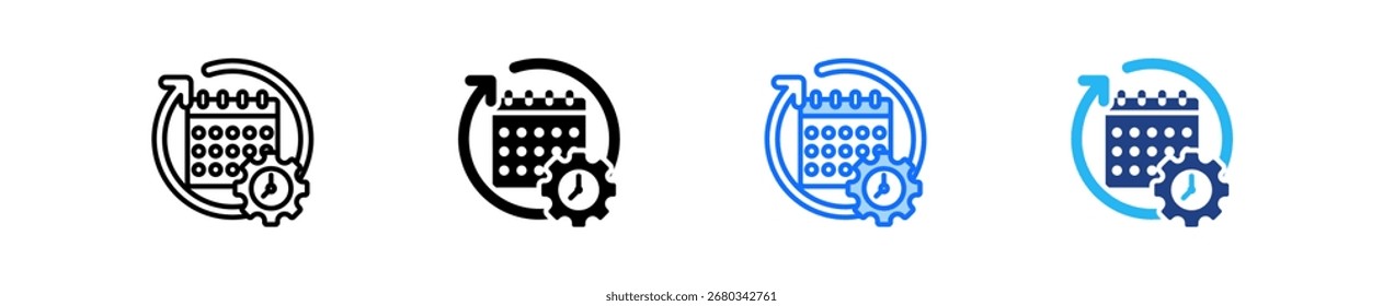 Conjunto de iconos de rutina Colección de estilos múltiples